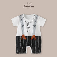 Baby Boys Thin Rompers Baby Girls Short Sleeve Bodysuit Newborn Infants Jumpsuit for Summer New Korean Style Costume