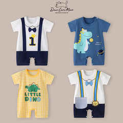 Baby Boys Thin Rompers Baby Girls Short Sleeve Bodysuit Newborn Infants Jumpsuit for Summer New Korean Style Costume
