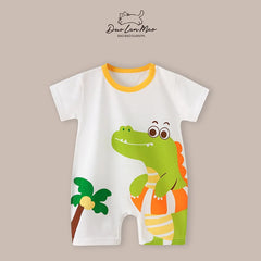 Baby Boys Thin Rompers Baby Girls Short Sleeve Bodysuit Newborn Infants Jumpsuit for Summer New Korean Style Costume
