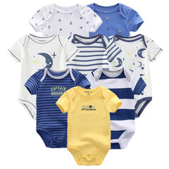 8 PCS/lot summer short sleeve baby boy bodysuit baby boy jumpsuit set ropa bebe baby boy clothes