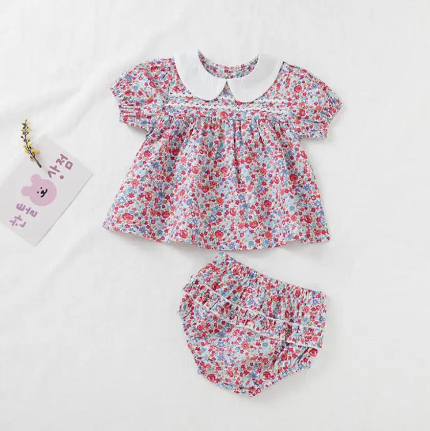 Baby Girls Clothes Set 2024 New Flower T-shirt+PP Shorts Summer Newborn Baby Girls Clothes Infant Baby Girls Clothing Suit