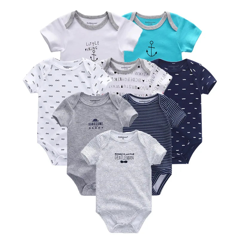 8 PCS/lot summer short sleeve baby boy bodysuit baby boy jumpsuit set ropa bebe baby boy clothes