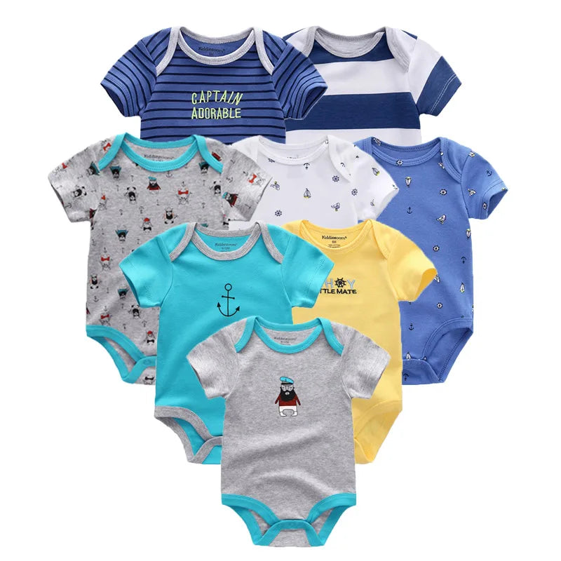 8 PCS/lot summer short sleeve baby boy bodysuit baby boy jumpsuit set ropa bebe baby boy clothes