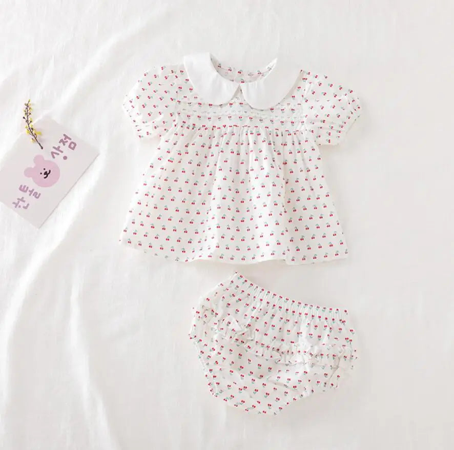 Baby Girls Clothes Set 2024 New Flower T-shirt+PP Shorts Summer Newborn Baby Girls Clothes Infant Baby Girls Clothing Suit