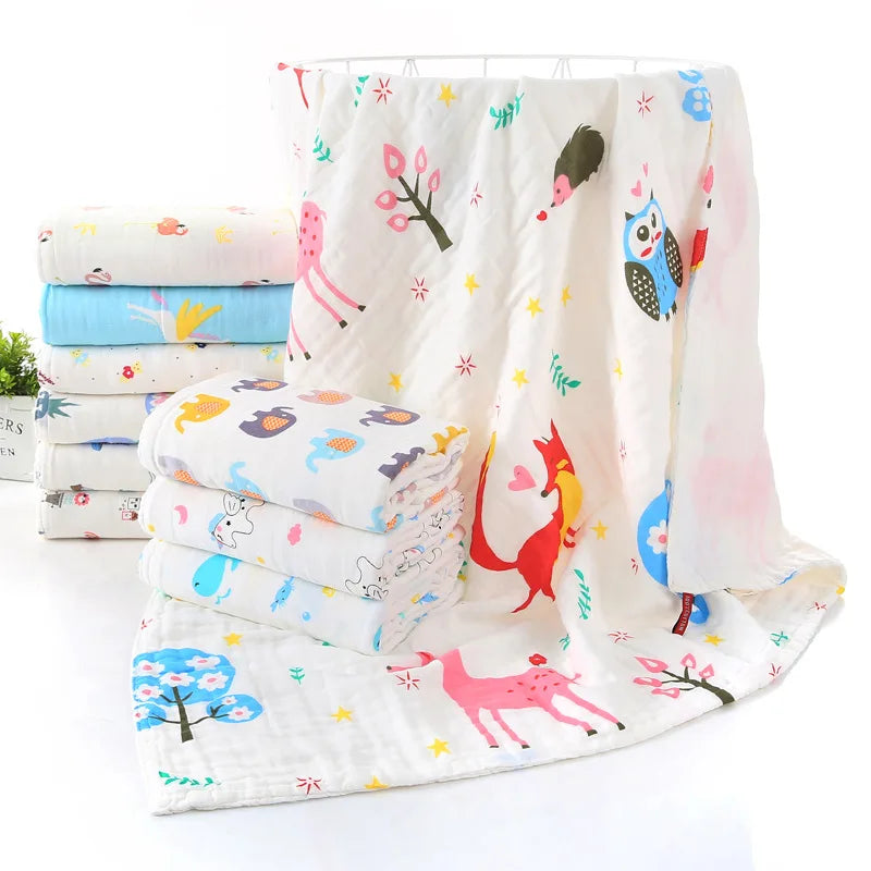 Cotton Baby Bath Towel Boys Girls Towel Blanket For Newborn Baby Bathrobe 6 Layers Gauze Washcloth Infant Swaddle