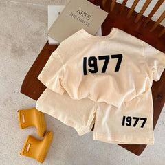 Summer Kids Boys 2PCS Clothes Set Short Sleeve Letter T-shirts Trendy Sports Casual Shorts Suit New Baby Boys Tracksuits