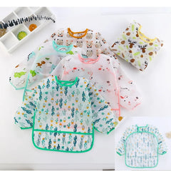 New Baby Bib Cartoon Toddler Waterproof Long Sleeve Child's Feeding Apron Baby Cute Art Smock Clothing Baby Stuff for 0-6 Years