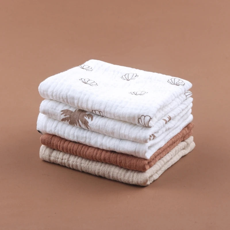 5PCS Soft Absorbent Gauze Cotton Baby Towels Wipe Face Cloths Towel Face Handkerchief Baby Bathing Feeding Washcloth