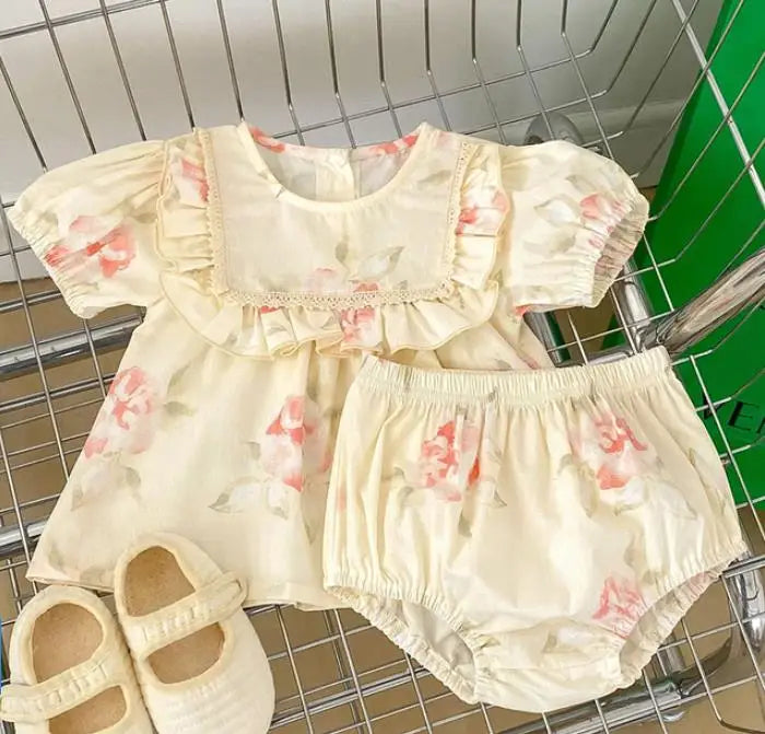 Baby Girls Clothes Set 2024 New Flower T-shirt+PP Shorts Summer Newborn Baby Girls Clothes Infant Baby Girls Clothing Suit