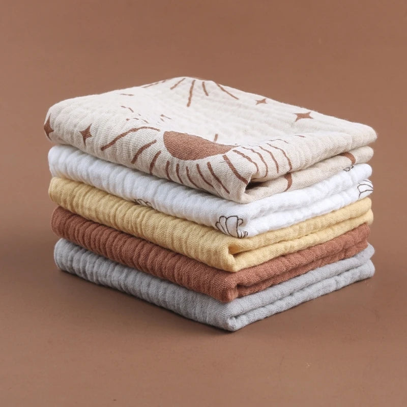 5PCS Soft Absorbent Gauze Cotton Baby Towels Wipe Face Cloths Towel Face Handkerchief Baby Bathing Feeding Washcloth