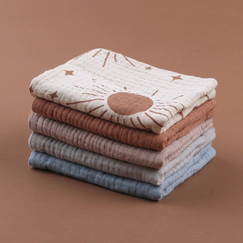 5PCS Soft Absorbent Gauze Cotton Baby Towels Wipe Face Cloths Towel Face Handkerchief Baby Bathing Feeding Washcloth