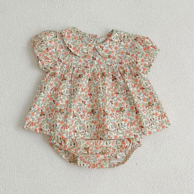 Baby Girls Clothes Set 2024 New Flower T-shirt+PP Shorts Summer Newborn Baby Girls Clothes Infant Baby Girls Clothing Suit