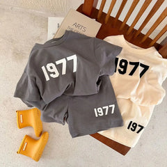 Summer Kids Boys 2PCS Clothes Set Short Sleeve Letter T-shirts Trendy Sports Casual Shorts Suit New Baby Boys Tracksuits