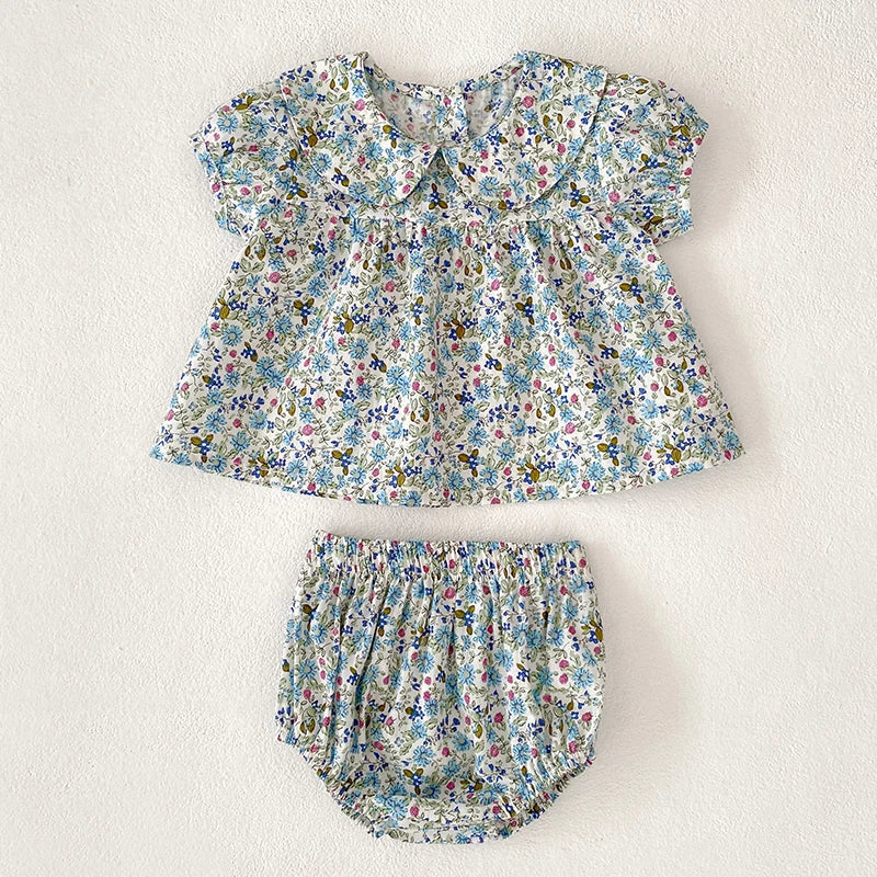 Baby Girls Clothes Set 2024 New Flower T-shirt+PP Shorts Summer Newborn Baby Girls Clothes Infant Baby Girls Clothing Suit
