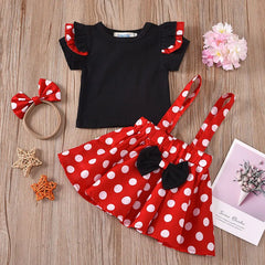 2Pcs/Set Cartoon Polka Dot Baby Girl Evening Dresses Bow Kids Birthday Party Princess Toddler Children Clothes Suit 0 To 3Years