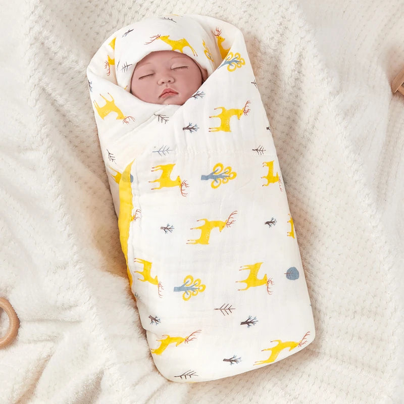 Baby blanket cotton 6 layers newborn swaddle blanket cartoon high-density breathable children's blanket