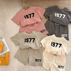 Summer Kids Boys 2PCS Clothes Set Short Sleeve Letter T-shirts Trendy Sports Casual Shorts Suit New Baby Boys Tracksuits