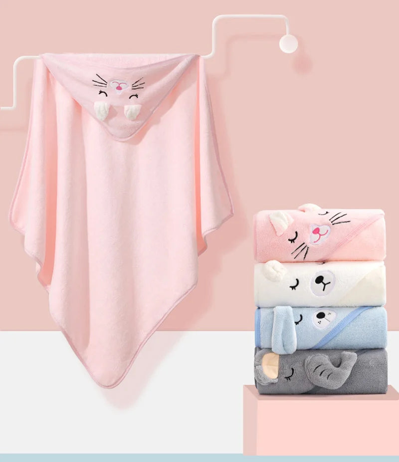 Cartoon Animal Baby Bath Towels Soft Newborn Hooded Towel Blanket Toddler Bathrobe Warm Sleeping Swaddle Wrap for Boys Girls