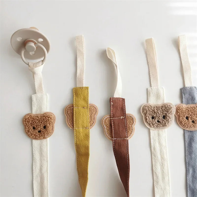 Cute Bear Baby Pacifier Chain Clips Holders Anti-drop Chain Cartoon Teething Clips Teether Toy Soother Pacifier Strap