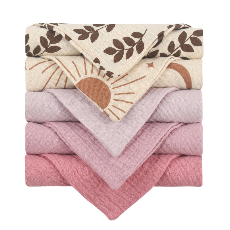 5PCS Soft Absorbent Gauze Cotton Baby Towels Wipe Face Cloths Towel Face Handkerchief Baby Bathing Feeding Washcloth