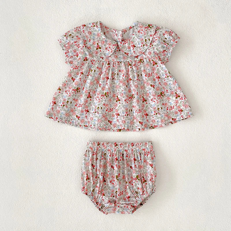 Baby Girls Clothes Set 2024 New Flower T-shirt+PP Shorts Summer Newborn Baby Girls Clothes Infant Baby Girls Clothing Suit
