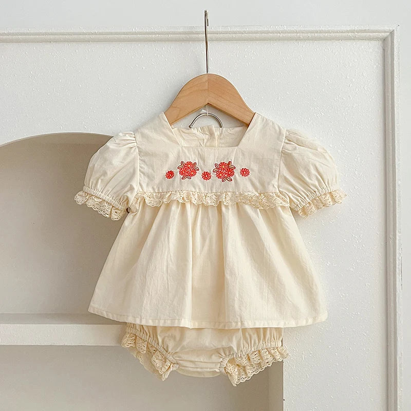 Baby Girls Clothes Set 2024 New Flower T-shirt+PP Shorts Summer Newborn Baby Girls Clothes Infant Baby Girls Clothing Suit