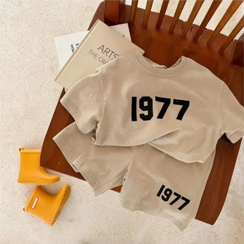 Summer Kids Boys 2PCS Clothes Set Short Sleeve Letter T-shirts Trendy Sports Casual Shorts Suit New Baby Boys Tracksuits