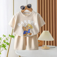 New Disney Baby Kids Clothes Set Mickey Mouse Print T-shirt+short Two Piece Fashion Children Girl Boy Tracksuit 100% Cotton Sets