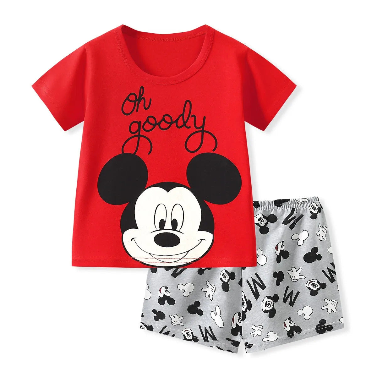 New Disney Baby Kids Clothes Set Mickey Mouse Print T-shirt+short Two Piece Fashion Children Girl Boy Tracksuit 100% Cotton Sets