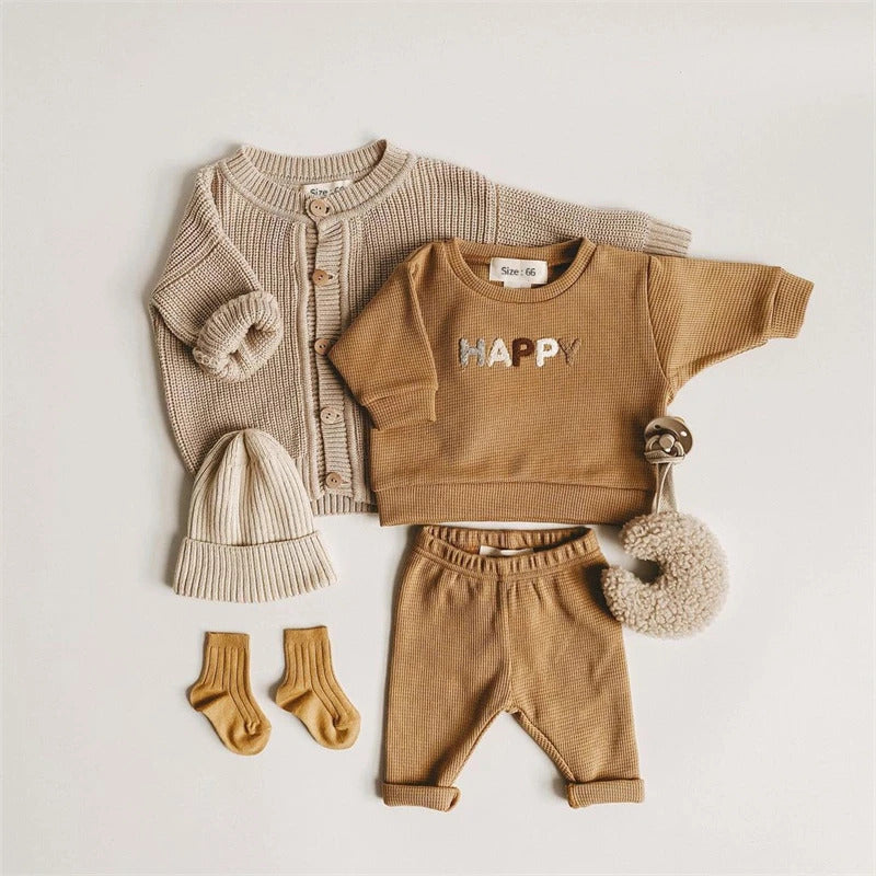 Spring Autumn Baby Boy Girls Sets 100% Cotton Toddler Clothing Hooray Letters Long Sleeved Sweatshirt Pants Infant 2pcs Outfits