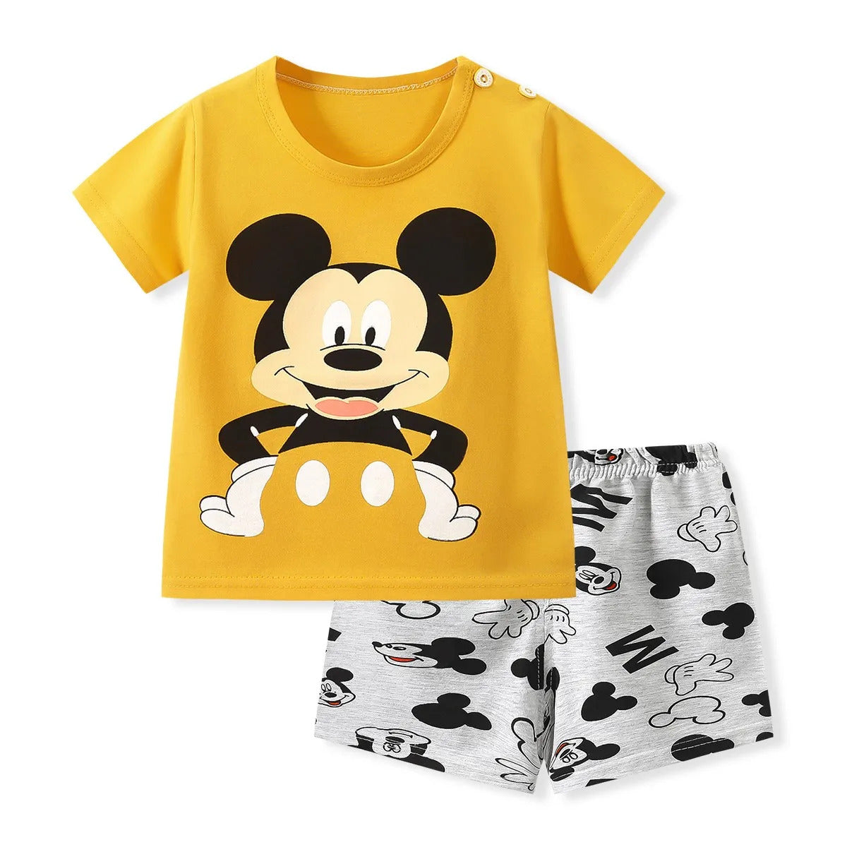 New Disney Baby Kids Clothes Set Mickey Mouse Print T-shirt+short Two Piece Fashion Children Girl Boy Tracksuit 100% Cotton Sets