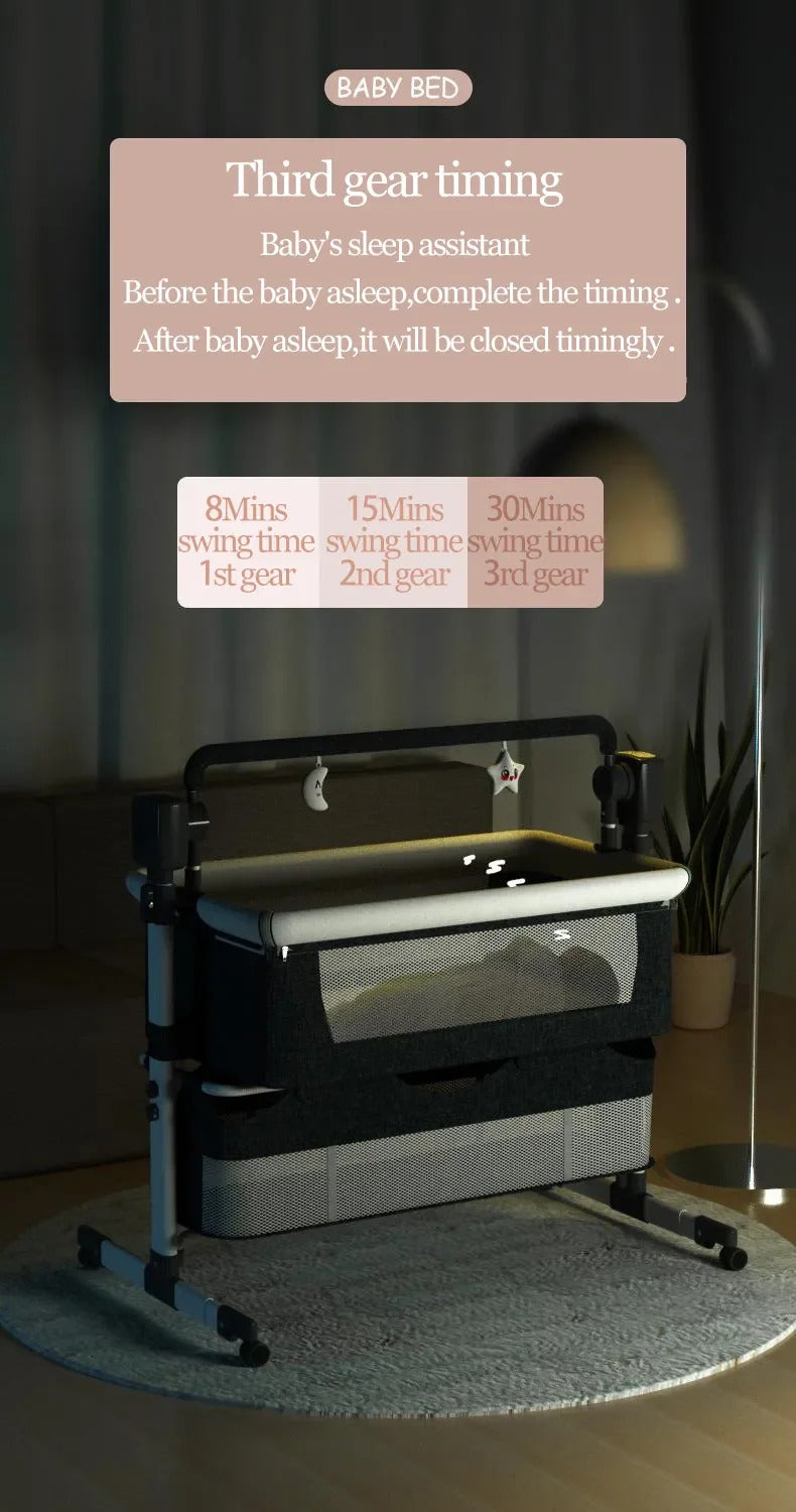 Electric Bluetooth Baby Crib Luxury Portable Baby Bed Baby Easy to Clean Travel Bed with Mattress Cradle for Newborns Infant Cot