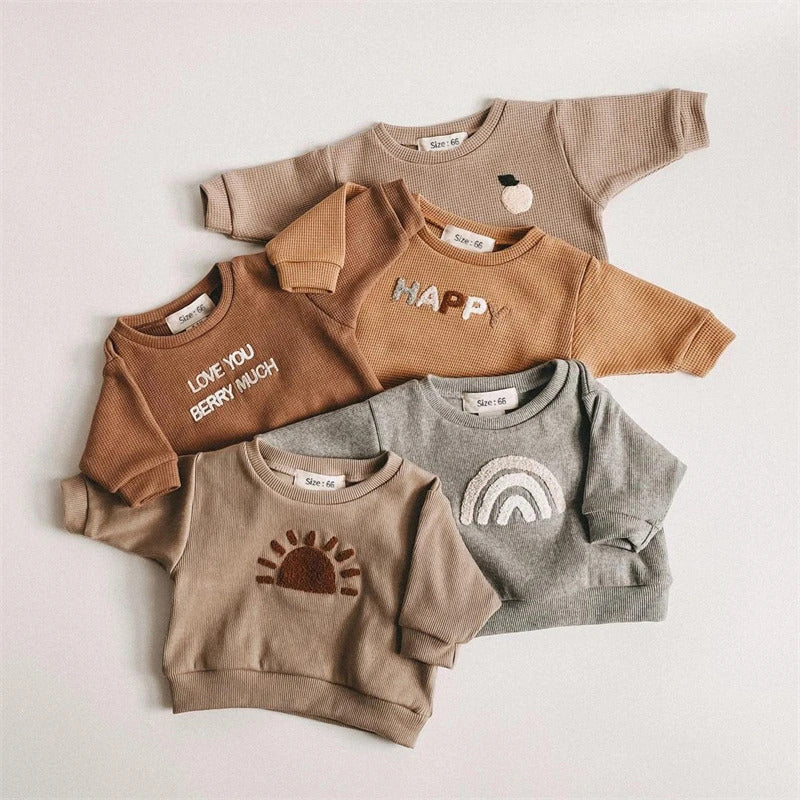 Spring Autumn Baby Boy Girls Sets 100% Cotton Toddler Clothing Hooray Letters Long Sleeved Sweatshirt Pants Infant 2pcs Outfits
