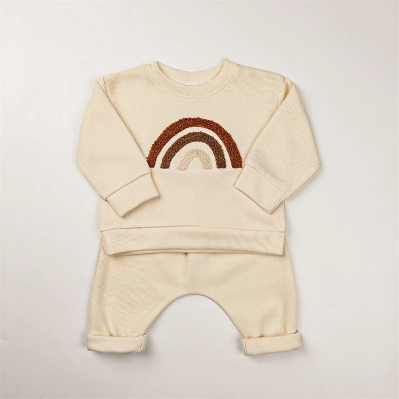 Spring Autumn Baby Boy Girls Sets 100% Cotton Toddler Clothing Hooray Letters Long Sleeved Sweatshirt Pants Infant 2pcs Outfits