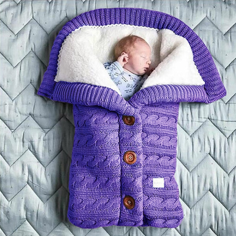 Newborn Baby Winter Warm Sleeping Bag Infant Button Knit Swaddle Wrap Swaddling Stroller Wrap Toddler Blanket baby Sleeping Bag