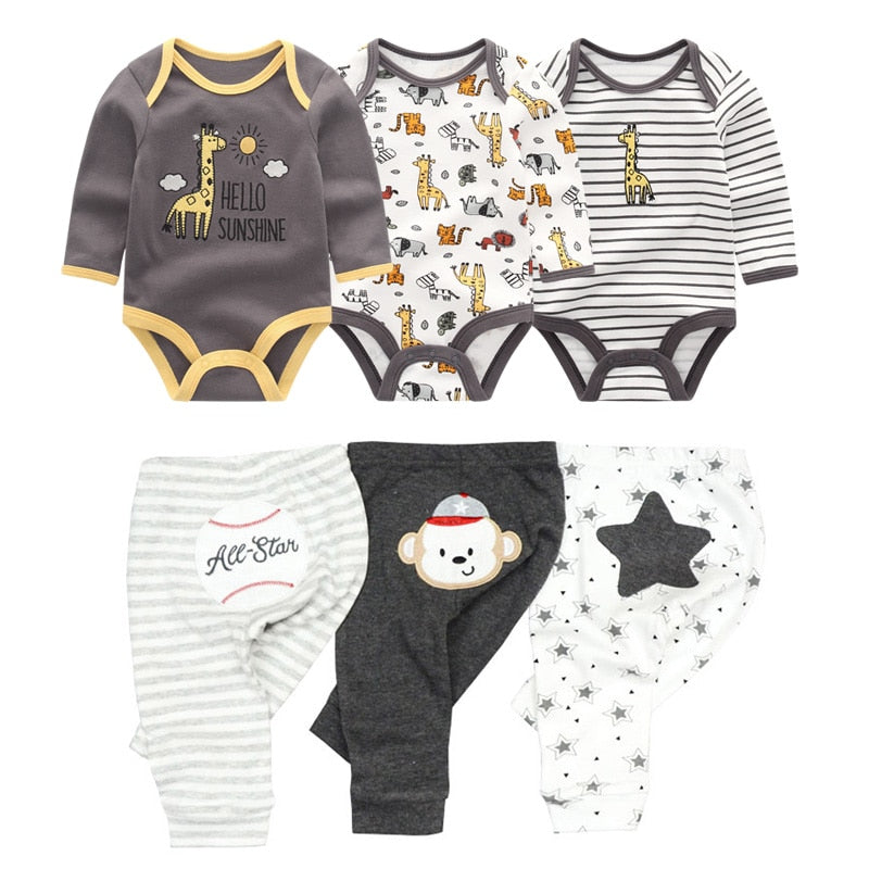 Cotton Baby Girl Clothes Bodysuits+Pants Baby Sets Newborn Clothing Sets Autumn Winter Baby Boy Clothes