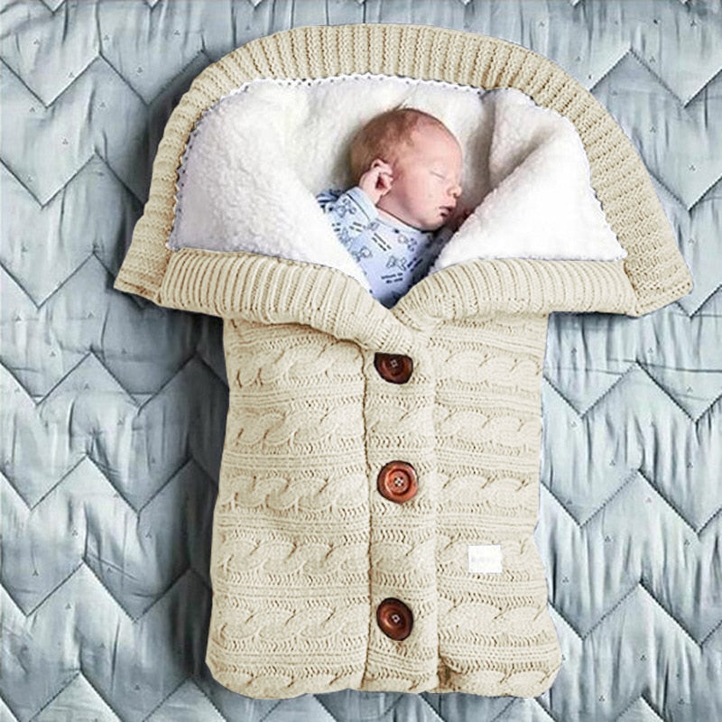 Newborn Baby Winter Warm Sleeping Bag Infant Button Knit Swaddle Wrap Swaddling Stroller Wrap Toddler Blanket baby Sleeping Bag