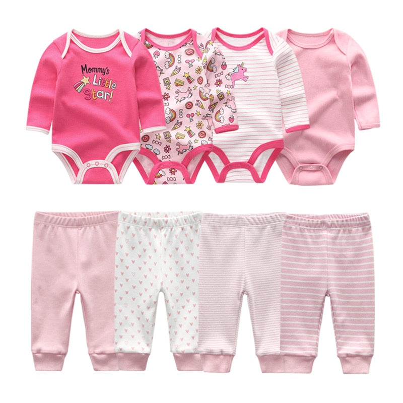 Cotton Baby Girl Clothes Bodysuits+Pants Baby Sets Newborn Clothing Sets Autumn Winter Baby Boy Clothes