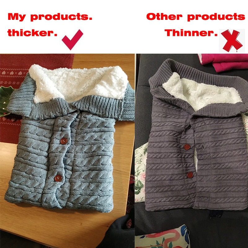 Newborn Baby Winter Warm Sleeping Bag Infant Button Knit Swaddle Wrap Swaddling Stroller Wrap Toddler Blanket baby Sleeping Bag