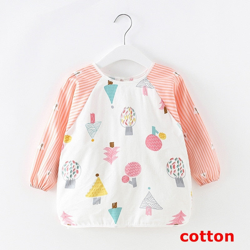 Baby Items Baby Bibs Cotton Waterproof Infant Bib Full Sleeve Gown Children Long Sleeve Apron Coverall Feeding Drawing Bibs