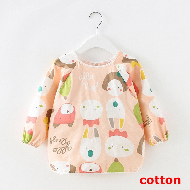 Baby Items Baby Bibs Cotton Waterproof Infant Bib Full Sleeve Gown Children Long Sleeve Apron Coverall Feeding Drawing Bibs