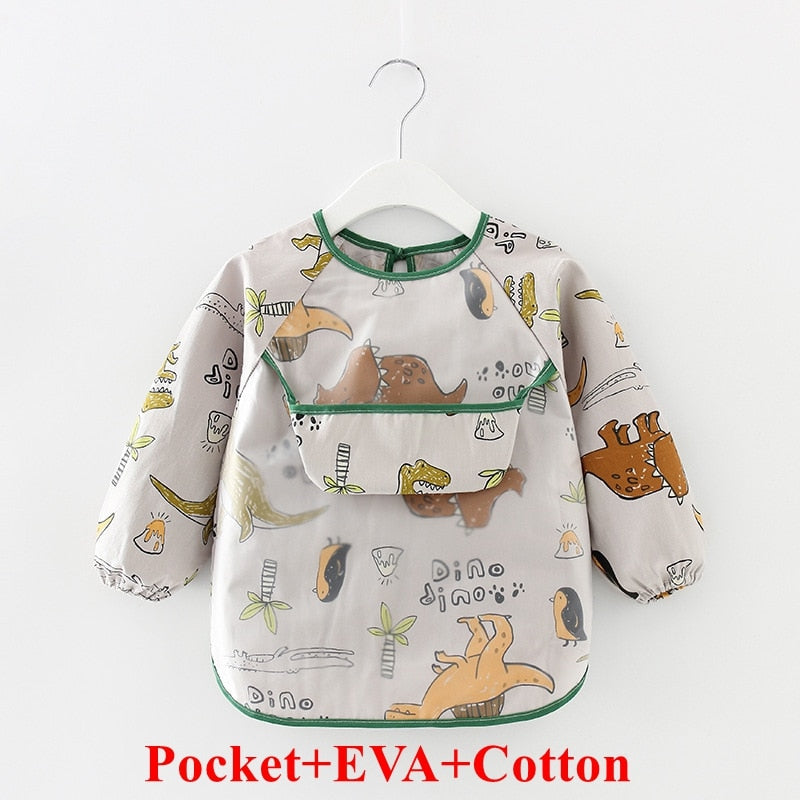 Baby Items Baby Bibs Cotton Waterproof Infant Bib Full Sleeve Gown Children Long Sleeve Apron Coverall Feeding Drawing Bibs