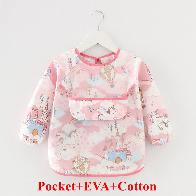 Baby Items Baby Bibs Cotton Waterproof Infant Bib Full Sleeve Gown Children Long Sleeve Apron Coverall Feeding Drawing Bibs