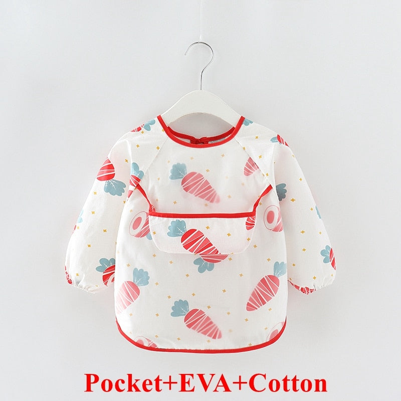 Baby Items Baby Bibs Cotton Waterproof Infant Bib Full Sleeve Gown Children Long Sleeve Apron Coverall Feeding Drawing Bibs