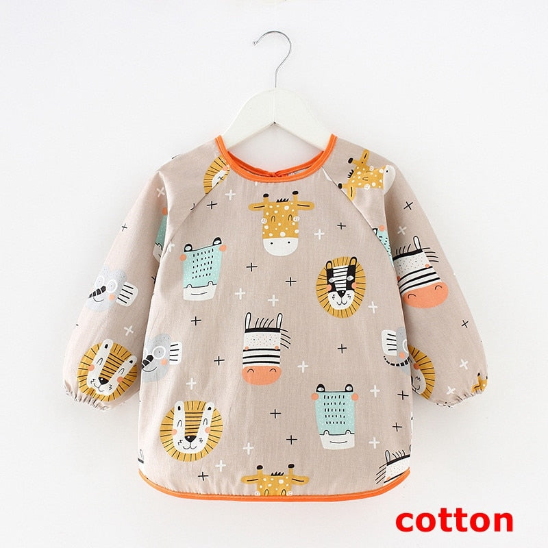 Baby Items Baby Bibs Cotton Waterproof Infant Bib Full Sleeve Gown Children Long Sleeve Apron Coverall Feeding Drawing Bibs