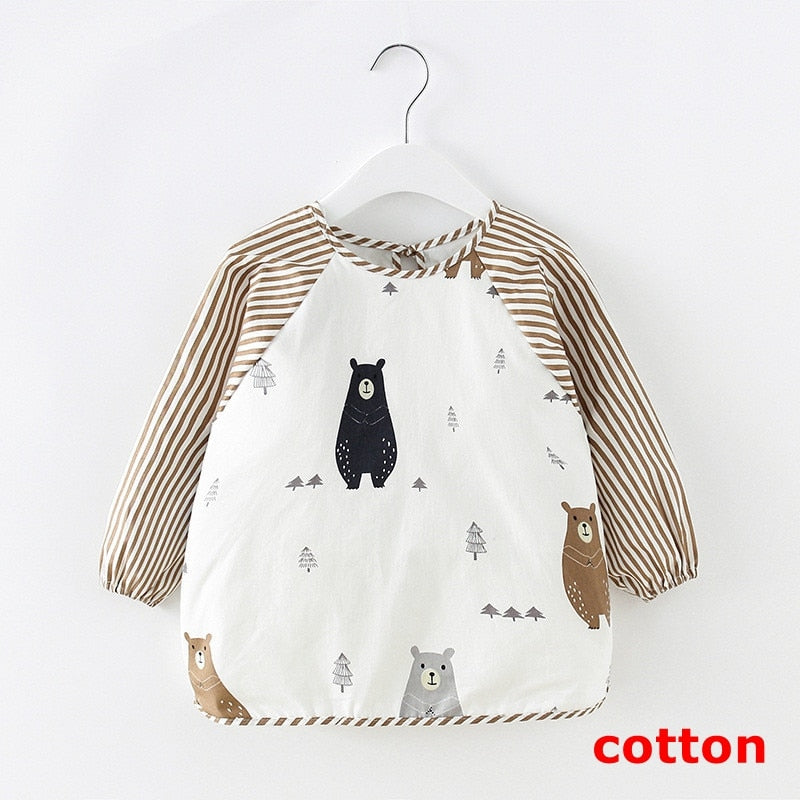 Baby Items Baby Bibs Cotton Waterproof Infant Bib Full Sleeve Gown Children Long Sleeve Apron Coverall Feeding Drawing Bibs