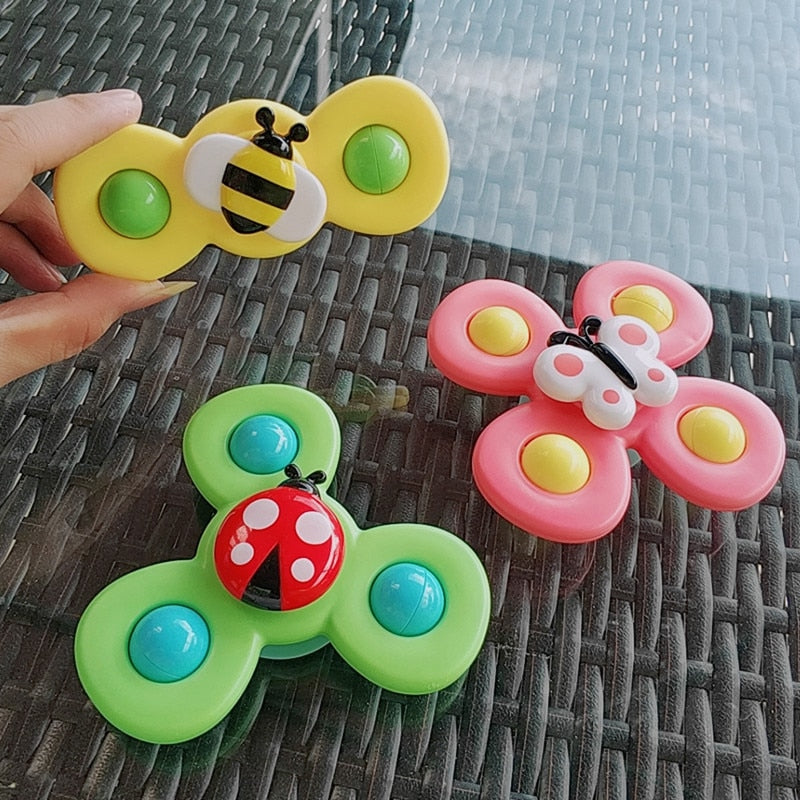 1pcs Baby Cartoon Fidget Spinner Toys Colorful Insect Gyro Educational Toy Kids Fingertip Rattle Bath Toys for Boys Girls Gift