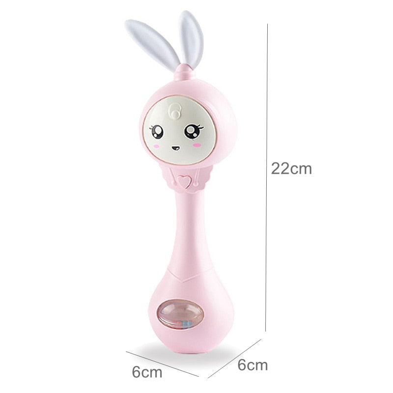 Baby Music Flashing Rattle Toys Rabbit Teether Hand Bells Mobile Infant Stop Weep Tear Rattles Newborn Early Educational Toy 0-36 months