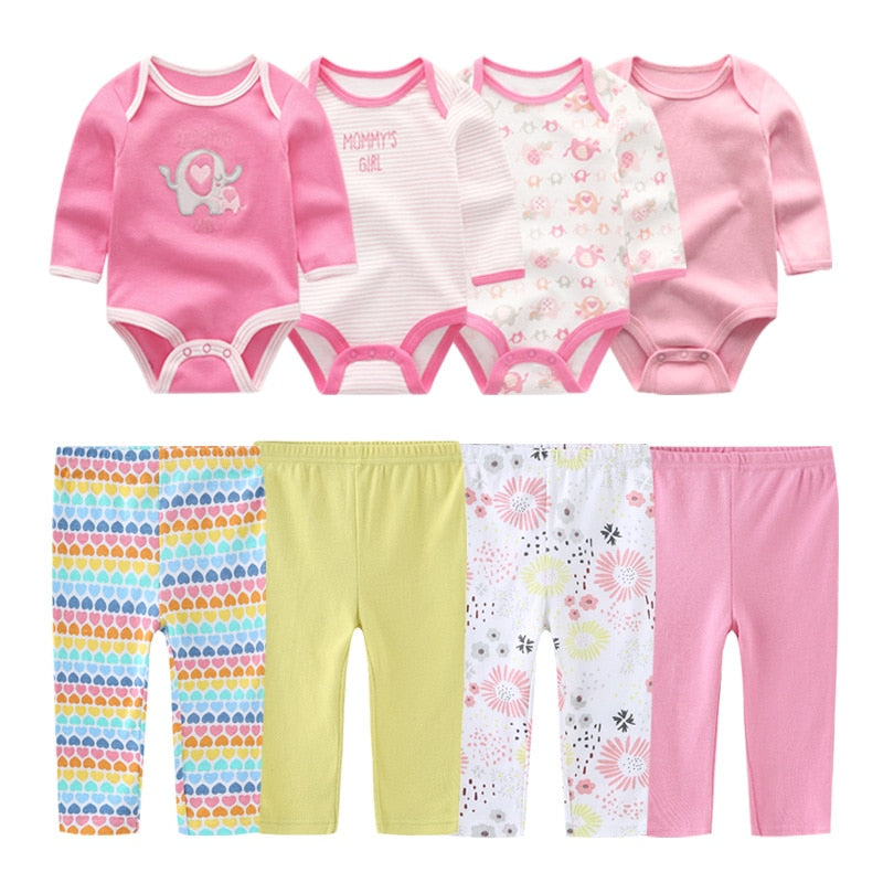 Cotton Baby Girl Clothes Bodysuits+Pants Baby Sets Newborn Clothing Sets Autumn Winter Baby Boy Clothes