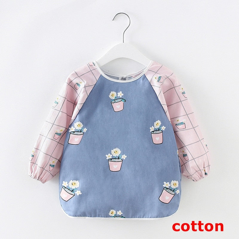 Baby Items Baby Bibs Cotton Waterproof Infant Bib Full Sleeve Gown Children Long Sleeve Apron Coverall Feeding Drawing Bibs